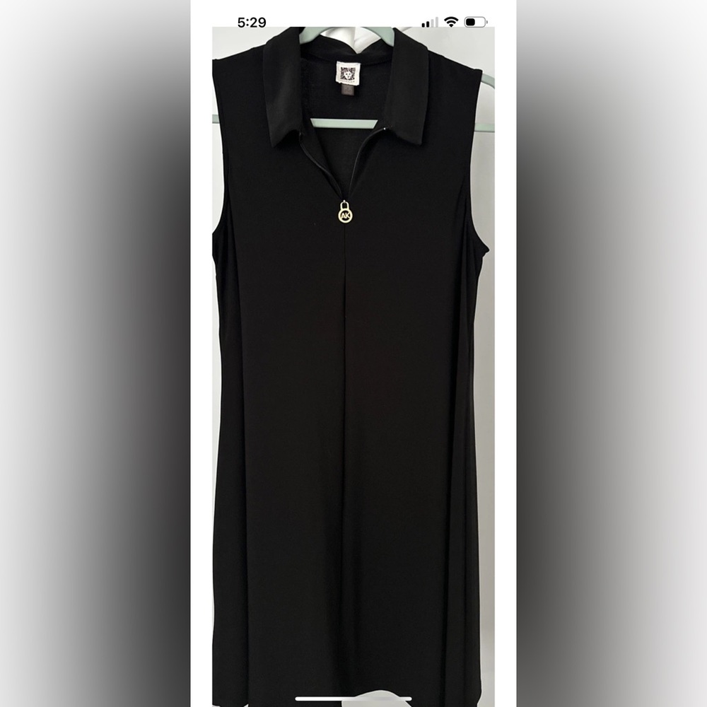 Anne Klein Sleeveless Collared Shirt Dress Black Size 8 Easy Travel
